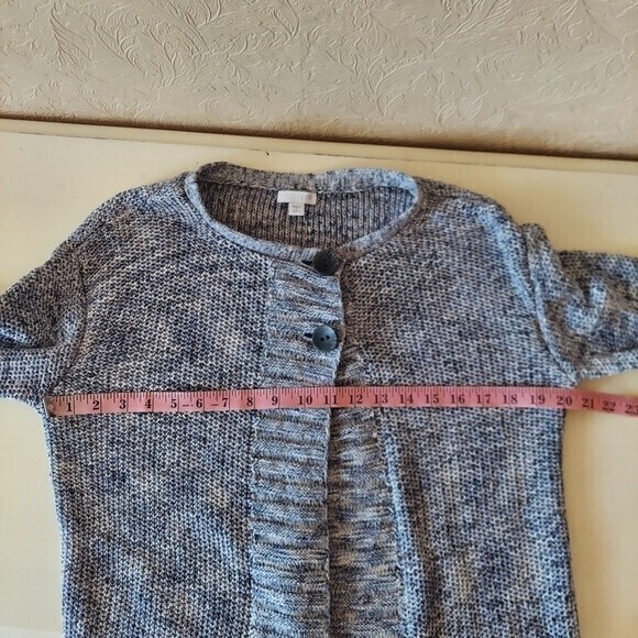 J. Jill Marled Knit Cardigan Sweater Cotton Blue Long Line Sz Small - Picture 7 of 9